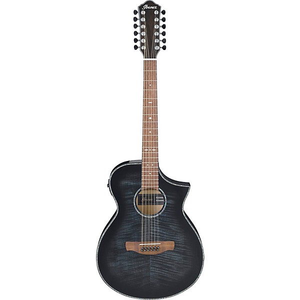 Open Box Ibanez AEWC4012FM 12-String Acoustic-Electric Guitar Level 2 Transparent Black Burst 194744127847