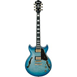 Ibanez AM93QM Artcore Expressionist Series Electric Guitar Jet Blue Burst