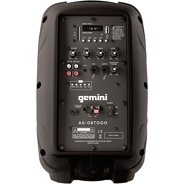Open Box Gemini AS-08TOGO 8" Wireless Rechargeable Bluetooth Speaker with Wheels Level 1