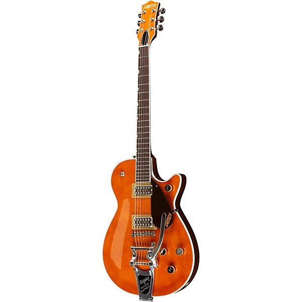 Gretsch Guitars G6128T-PE Players Edition Duo Jet Black With Bigsby Electric Guitar Round-Up Orange