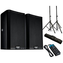 QSC K8.2 8" 2,000W Powered Speaker Pair With Stands & Power Strip