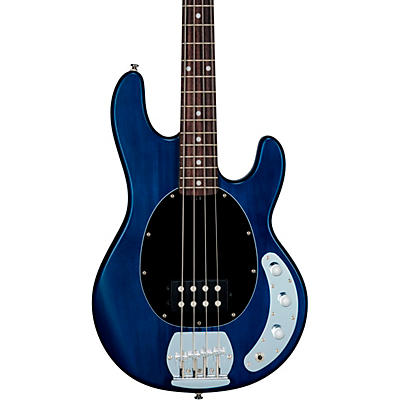 Sterling By Music Man Stingray Ray4 Electric Bass Satin Transparent Blue Black Pickguard for sale