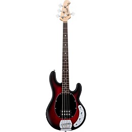Sterling by Music Man StingRay Ray4 Electric Bass Ruby Red Burst Black Pickguard