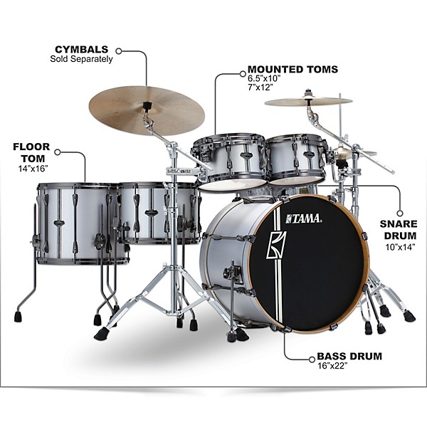 tama キャデラ Tama Superstar Custom Hyper-Drive 6-pc Shell-Pack - Dark