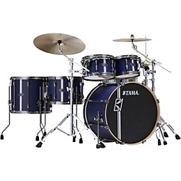 Open Box TAMA Superstar Hyper-Drive Duo 5-Piece Shell Pack Level 1 Satin Blue Vertical Stripe
