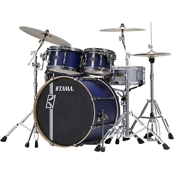 Open Box TAMA Superstar Hyper-Drive Duo 5-Piece Shell Pack Level 1 Satin Blue Vertical Stripe
