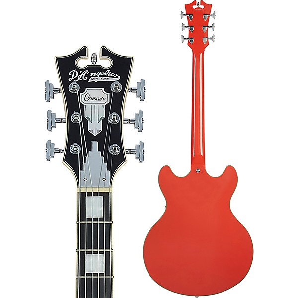 D'Angelico Premier DC Semi-Hollow Electric Guitar With Stopbar Tailpiece Fiesta Red