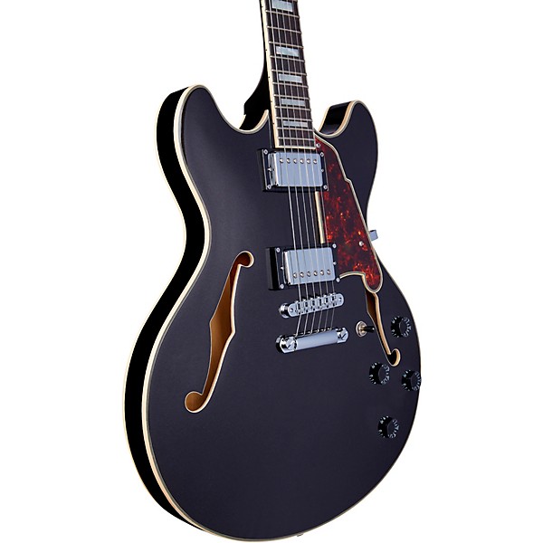 D'Angelico Premier DC Semi-Hollow Electric Guitar With Stopbar Tailpiece Black Flake