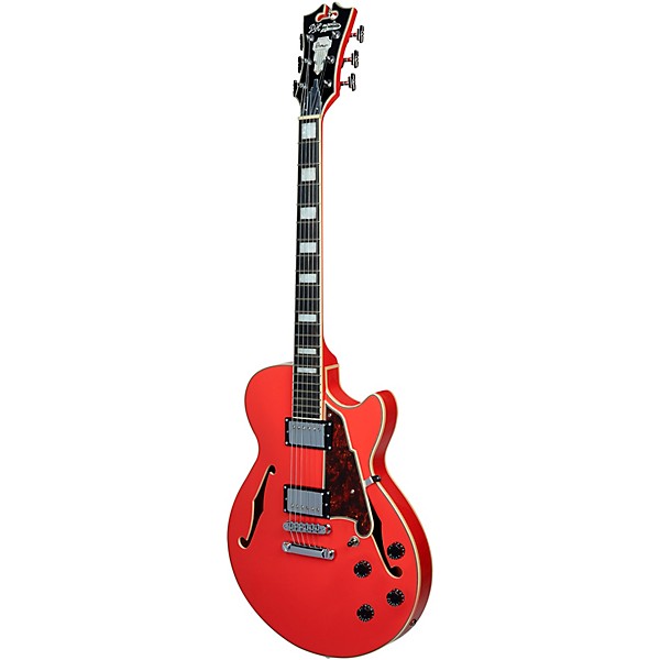 D'Angelico Premier SS Semi-Hollow Electric Guitar With Stopbar Tailpiece Fiesta Red