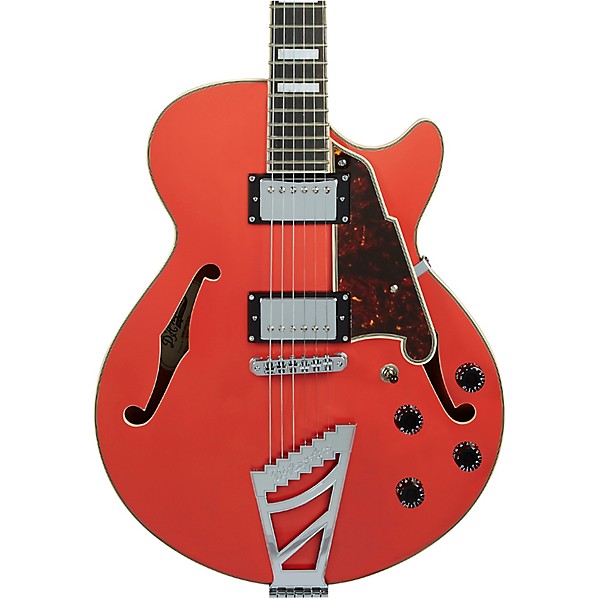 Clearance D'Angelico Premier SS Semi-Hollow Electric Guitar With Stairstep Tailpiece Fiesta Red