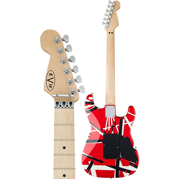 EVH Striped Series Left-Handed Electric Guitar Red, Black, and White Stripes