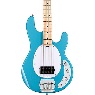 Sterling By Music Man Stingray Ray4 Maple Fingerboard Electric Bass Guitar Chopper Blue White Pickguard for sale
