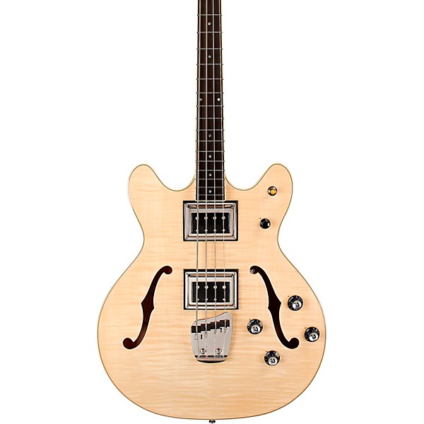 Guild Starfire Bass II Flamed Maple Short Scale Semi-Hollow Electric Bass Guitar Natural