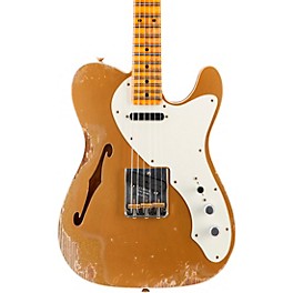 Fender Custom Shop '50s Custom Thinline Telecaster Electric Guitar Aged Aztec Gold over Gold Sparkle