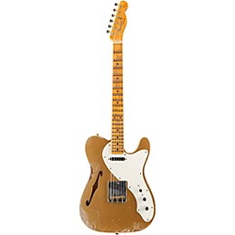 Fender Custom Shop '50s Custom Thinline Telecaster Electric Guitar Aged Aztec Gold over Gold Sparkle