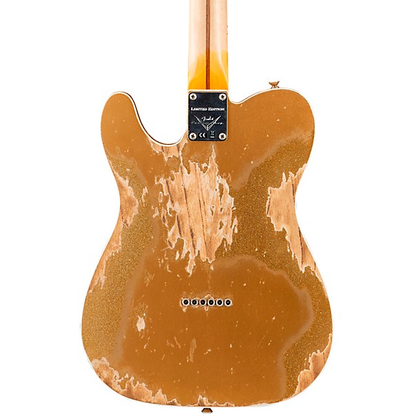 Fender Custom Shop '50s Custom Thinline Telecaster Electric Guitar Aged Aztec Gold over Gold Sparkle