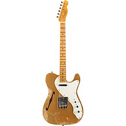 Fender Custom Shop '50s Custom Thinline Telecaster Electric Guitar Aged Aztec Gold over Gold Sparkle