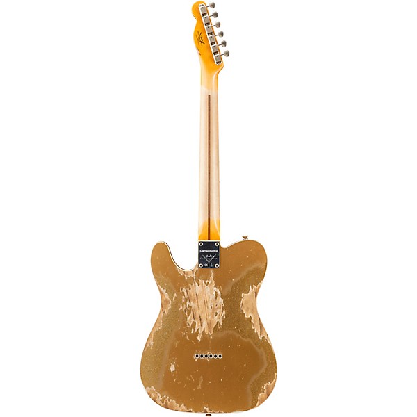 Fender Custom Shop '50s Custom Thinline Telecaster Electric Guitar Aged Aztec Gold over Gold Sparkle