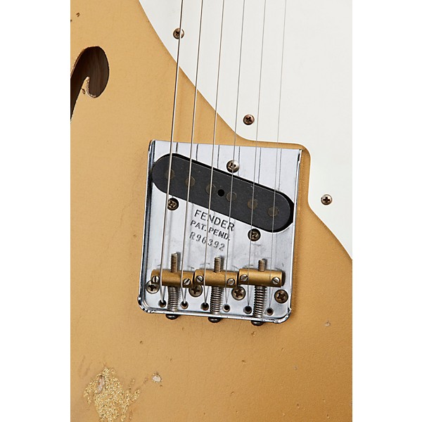 Fender Custom Shop '50s Custom Thinline Telecaster Electric Guitar Aged Aztec Gold over Gold Sparkle