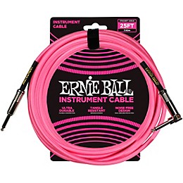 Ernie Ball 25 FT Straight to Angle Instrument Cable Neon Pink