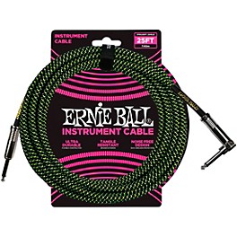 Ernie Ball 25 FT Straight to Angle Instrument Cable Ne... Ernie Ball 25 FT Straight to Angle Instrument Cable Black and Green