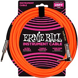 Ernie Ball 25 FT Straight to Angle Instrument Cable Black/... Ernie Ball 25 FT Straight to Angle Instrument Cable Neon Orange