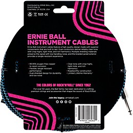 Ernie Ball 25 FT Straight to Angle Instrument Cable Neon Blue/Black