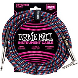 Ernie Ball 25 FT Straight to Angle Instrument Cab... Ernie Ball 25 FT Straight to Angle Instrument Cable Red/White/Blue/Black