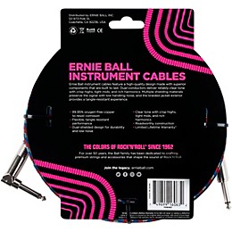Ernie Ball 25 FT Straight to Angle Instrument Cable Red/White/Blue/Black