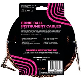 Ernie Ball 25 FT Straight to Angle Instrument Cable Neon Orange/Black
