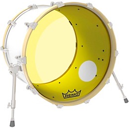 Remo Powerstroke P3 Colortone Yellow Resonant Bass Drum Head 5" Offset Hole 18 in.