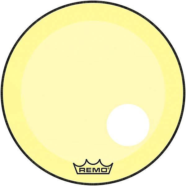 Remo Powerstroke P3 Colortone Yellow Resonant Bass Drum Head 5" Offset Hole 22 in.