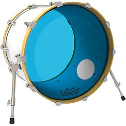 Remo Powerstroke P3 Colortone Blue Resonant Bass Drum Head with 5 in. Offset Hole 20 in.