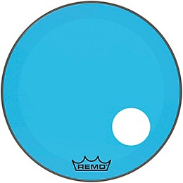 Remo Powerstroke P3 Colortone Blue Resonant Bass Drum Head with 5 in. Offset Hole 24 in.