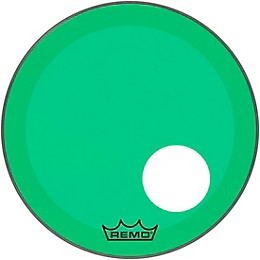 Remo Powerstroke P3 Colortone Green Resonant Bass Drum Head 5" Offset Hole 20 in.