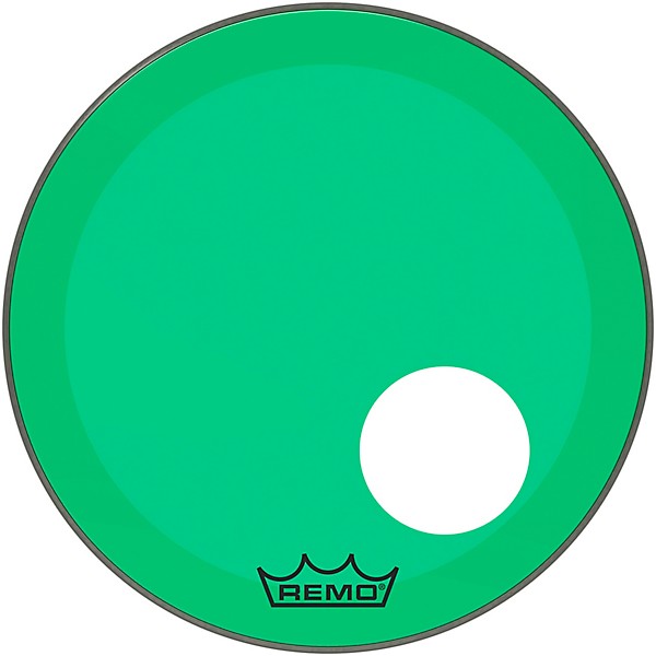 Remo Powerstroke P3 Colortone Green Resonant Bass Drum Head 5" Offset Hole 20 in.