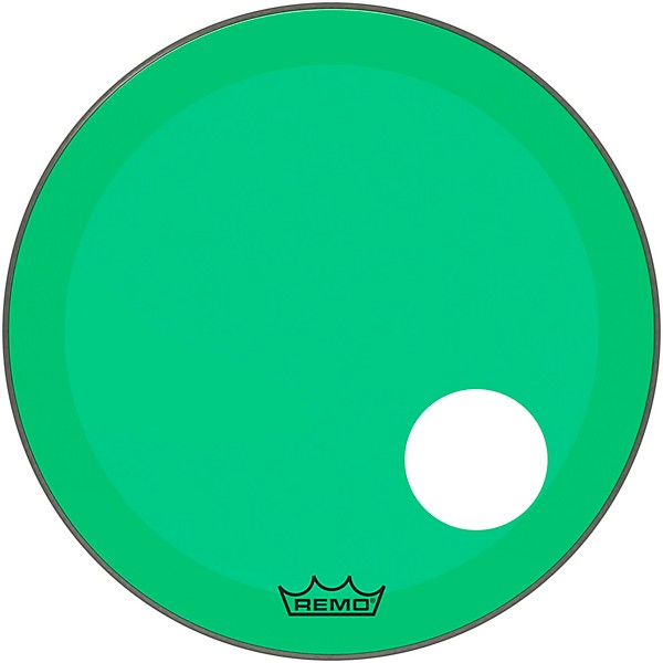 Remo Powerstroke P3 Colortone Green Resonant Bass Drum Head 5" Offset Hole 22 in.