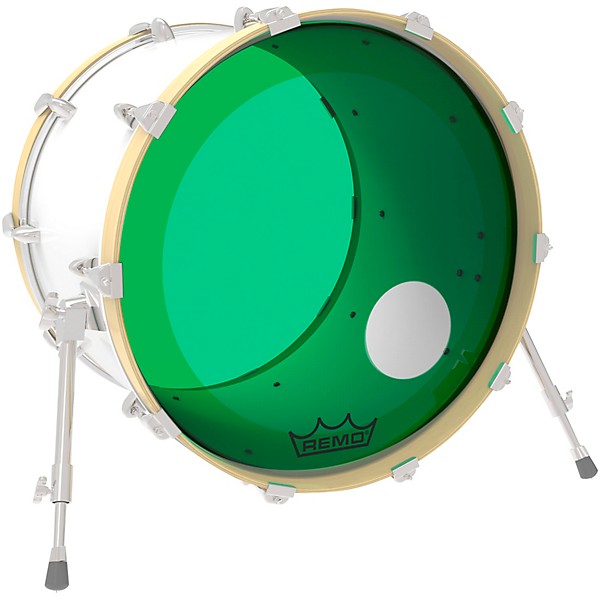 Remo Powerstroke P3 Colortone Green Resonant Bass Drum Head 5" Offset Hole 22 in.