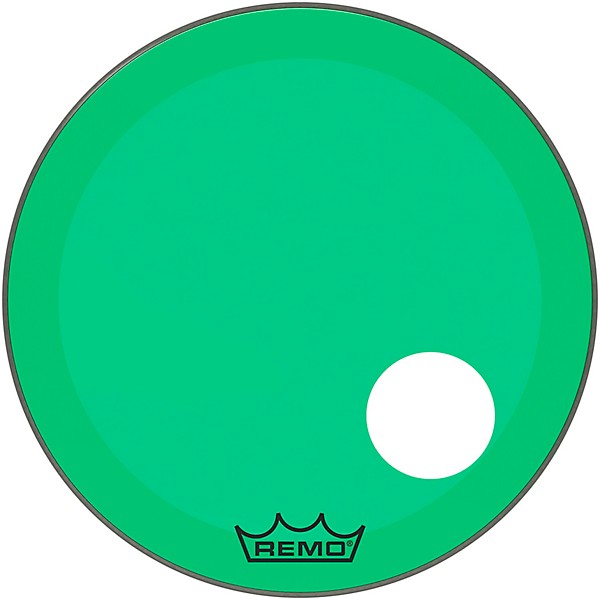Remo Powerstroke P3 Colortone Green Resonant Bass Drum Head 5" Offset Hole 24 in.
