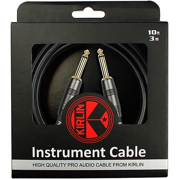 Kirlin 22AWG Instrument Cable, Carbon Black, 1/4" Straight to Straight 10 ft.
