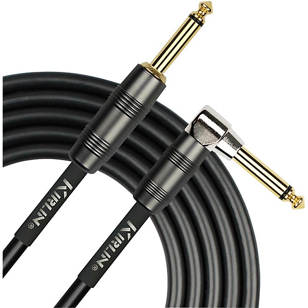 Kirlin 22AWG Instrument Cable, Carbon Black, 1/4" Straight to Right Angle 20 ft.
