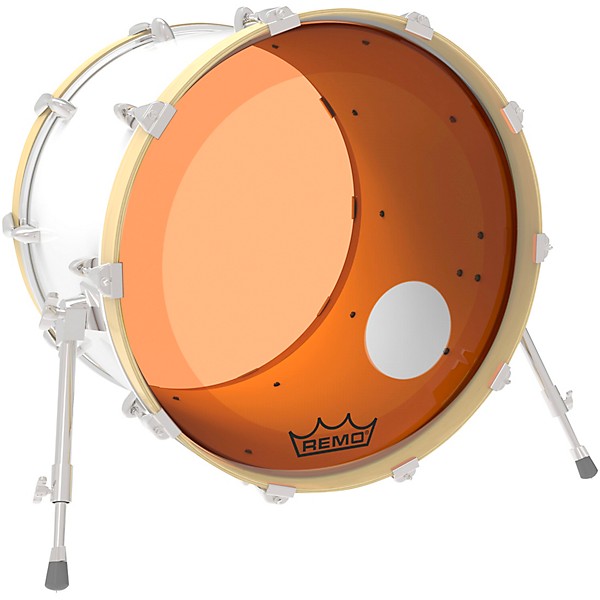 Remo Powerstroke P3 Colortone Orange Resonant Bass Drum Head with 5" Offset Hole 22 in.