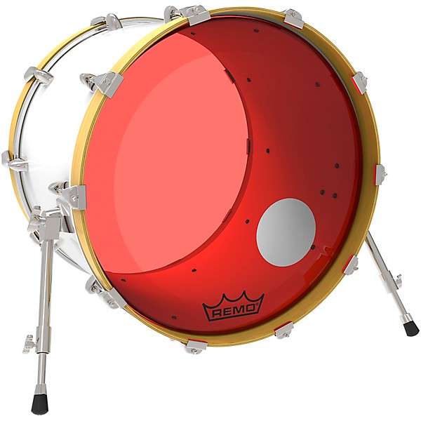 Remo Powerstroke P3 Colortone Red Resonant Bass Drum Head with 5" Offset Hole 20 in.