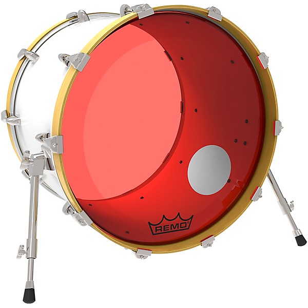 Remo Powerstroke P3 Resonant Colortone Red Bass Drum Head With 5" Offset Hole 24 in.