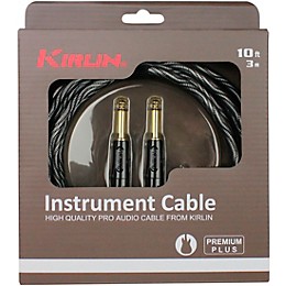Kirlin IWB Black/White Woven Instrument Cable 1/4" Straight 10 ft.