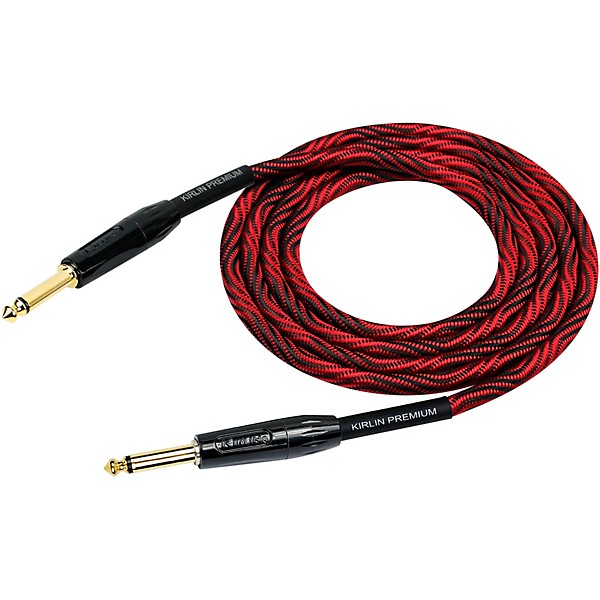 Kirlin IWB Black/Red Woven Instrument Cable 1/4" Straight 10 ft.