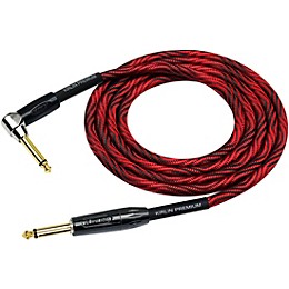 Kirlin IWB Black/Red Woven Instrument Cable 1/4" Straight to Right Angle 10 ft.