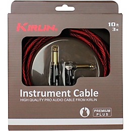 Kirlin IWB Black/Red Woven Instrument Cable 1/4" Straight to Right Angle 10 ft.