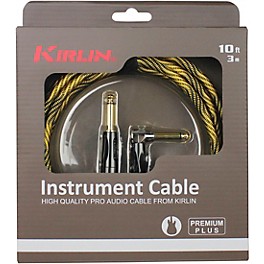 Kirlin IWB Black/Gold Woven Instrument Ca... Kirlin IWB Black/Gold Woven Instrument Cable 1/4" Straight to Right Angle 10 ft.