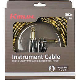 Kirlin IWB Black/Gold Woven Instrument Cable 1/4" Straight to Right Angle 20 ft.